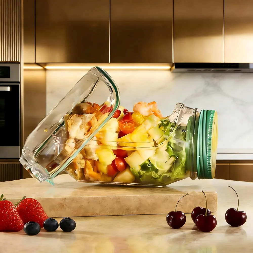 1pc can, side-opening salad making and storage tool, convenient lunch container with seasoning box, suitable for office and trav thumbnail 3