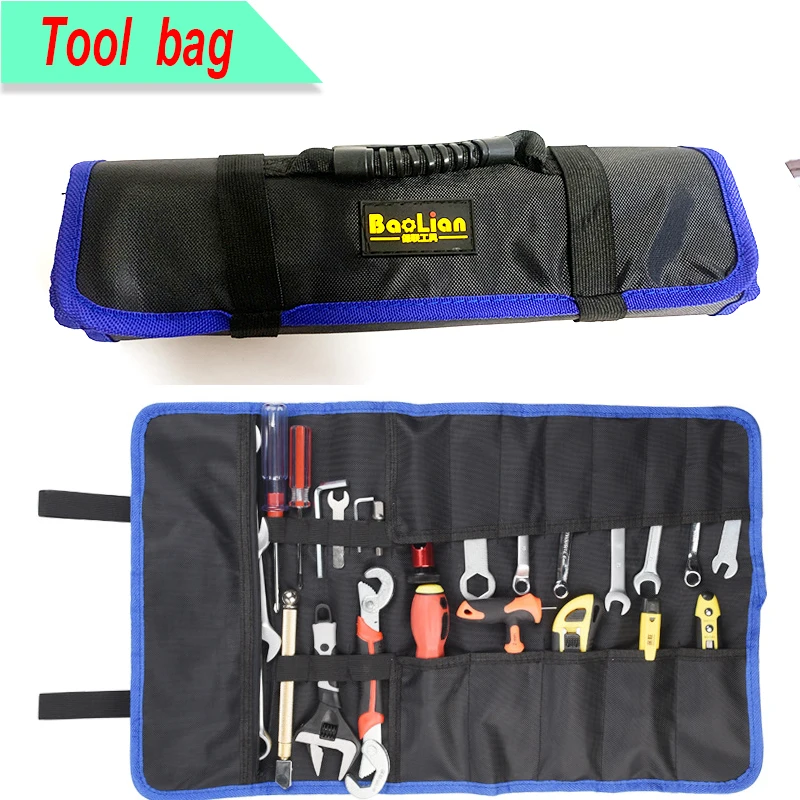 Oxford Canvas Folding Wrench Roll Storage Kit - Waterproof Hammer Electrician Bag Tool Organizer for Home Improvement
