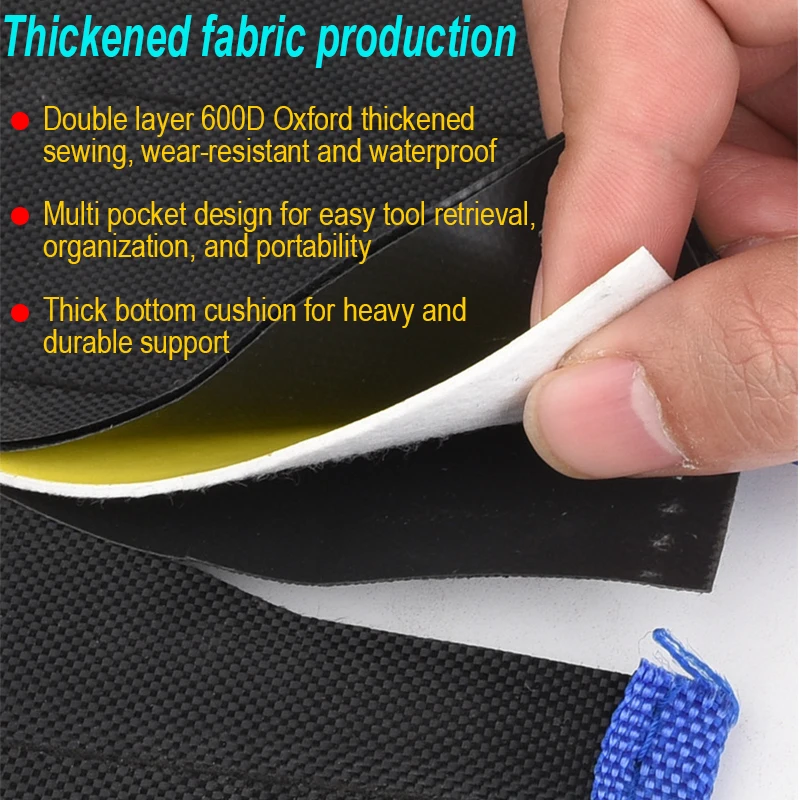 Oxford Canvas Folding Wrench Roll Storage Kit - Waterproof Hammer Electrician Bag Tool Organizer for Home Improvement thumbnail 4