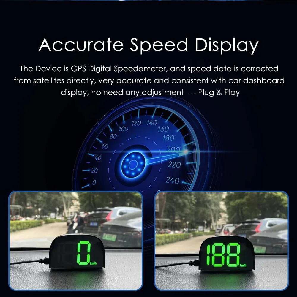 Car GPS HUD Speedometer Display Speed Meter Car Digital Headup Display KMH driving speed Global Position System Universal thumbnail 6