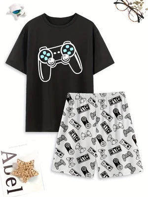 Game controller pajama set, comfortable summer homewear