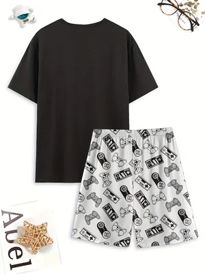 Game controller pajama set, comfortable summer homewear thumbnail 2