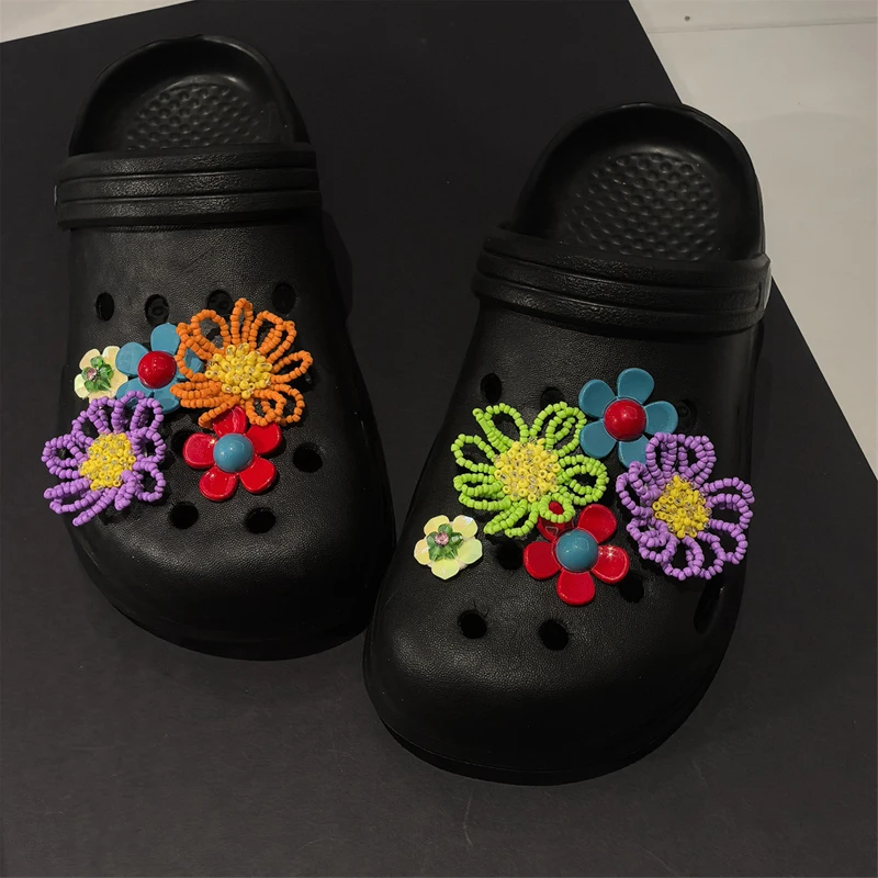 Colorful flowers Shoe Charms Set DIY Sunflower Shoe Decoration Fashionable Detachable Shoe Buckles 1Set thumbnail 2