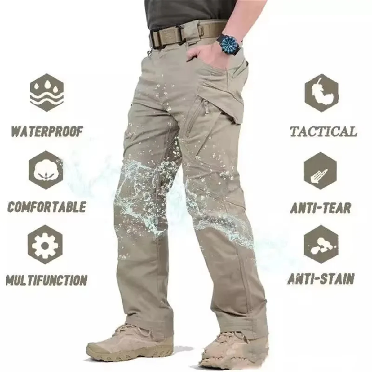 Plus Size Mens Tactical Pants Multiple Pocket Elasticity Military Urban Commuter Tacitcal Trousers Men Waterproof Cargo Pants QC thumbnail 2