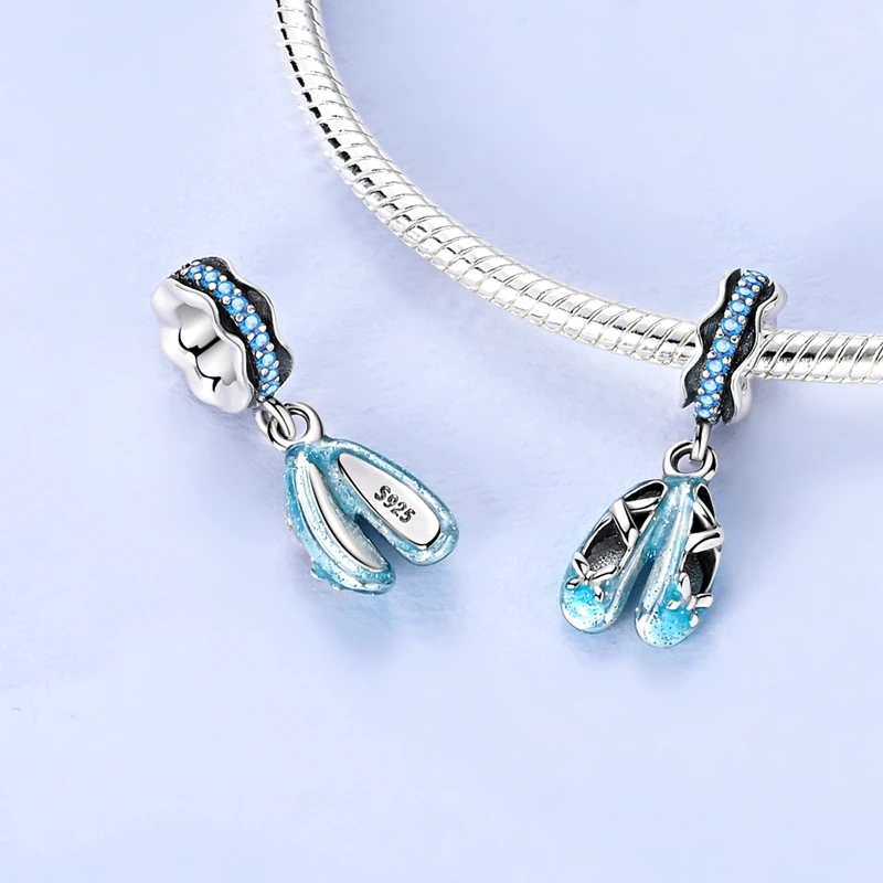 925 Sterling Silver Charms Beads Pendant Ballet Shoes Ballet Girl Charm Fit Original Bracelet DIY Women Jewelry Gift thumbnail 4