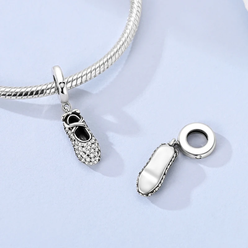 925 Sterling Silver Charms Beads Pendant Ballet Shoes Ballet Girl Charm Fit Original Bracelet DIY Women Jewelry Gift thumbnail 5