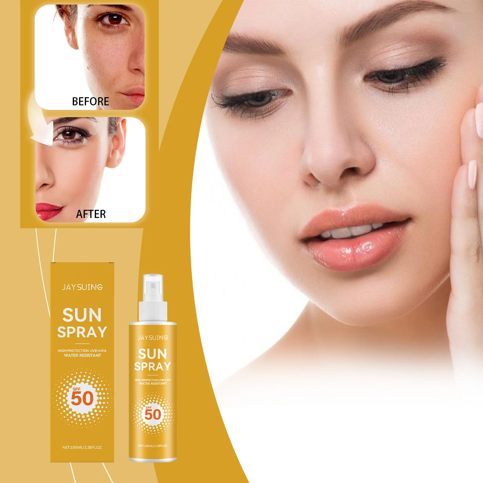 Sunscreen Spray Anti-Aging Wrinkle Moisturizing Soothing Face Spray Waterproof UV Protection Facial Body Neck Skin Care Serum