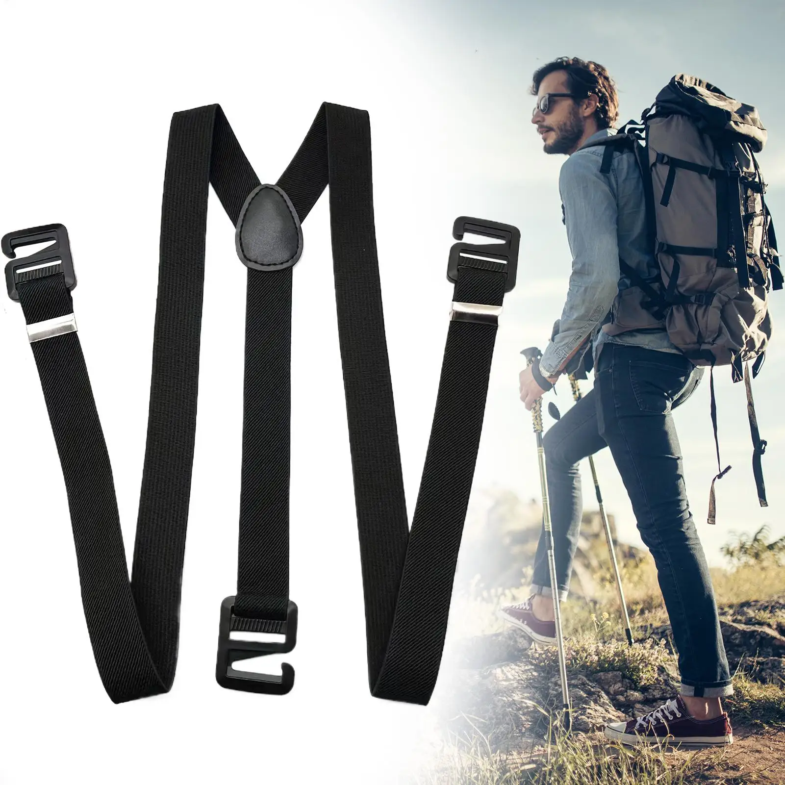 Premium Suspenders Clip-on Y-Back Elastic Belt for Snowboarding Climbing Trekking Men's Winter Gear Fashion Accessories thumbnail 3
