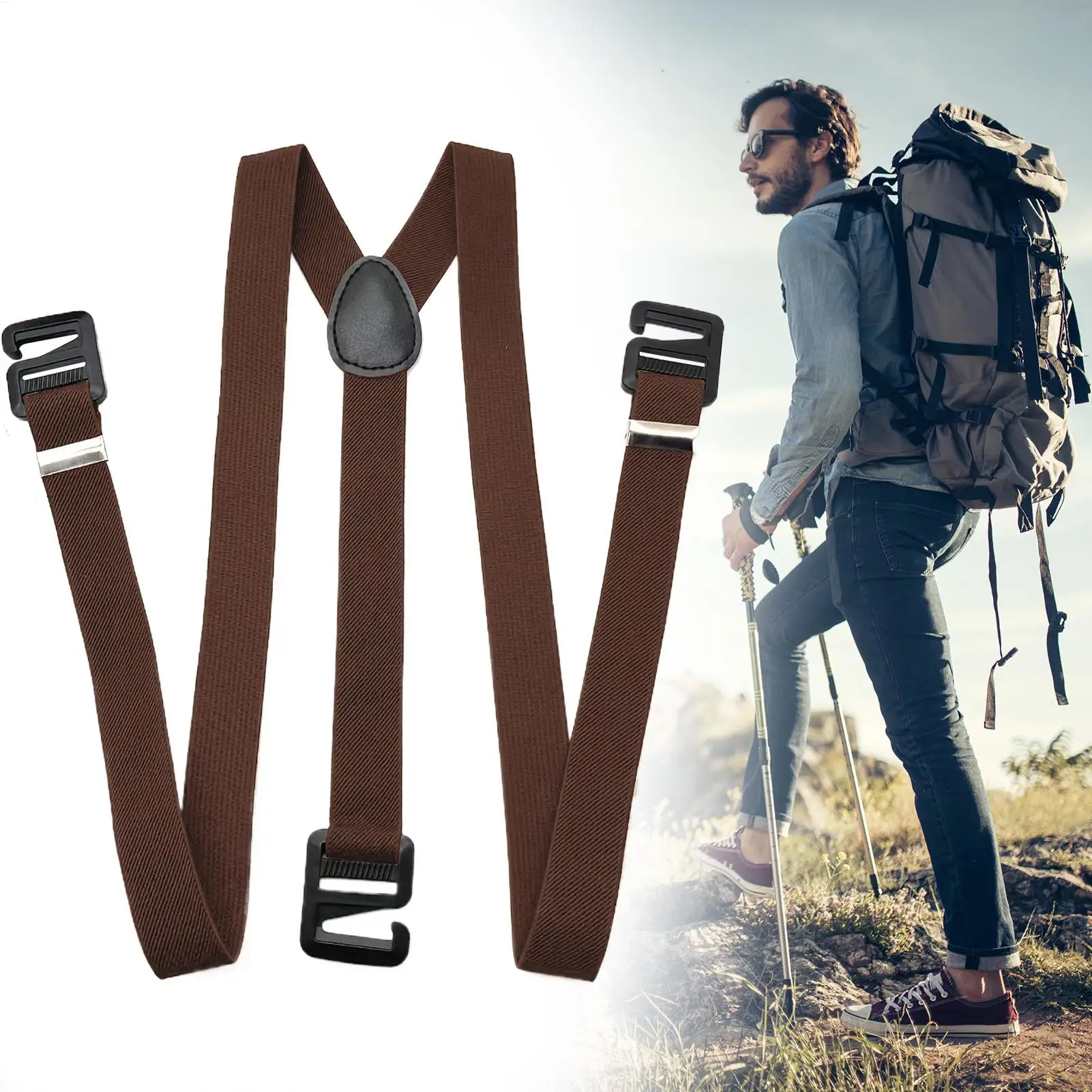 Premium Suspenders Clip-on Y-Back Elastic Belt for Snowboarding Climbing Trekking Men's Winter Gear Fashion Accessories thumbnail 5