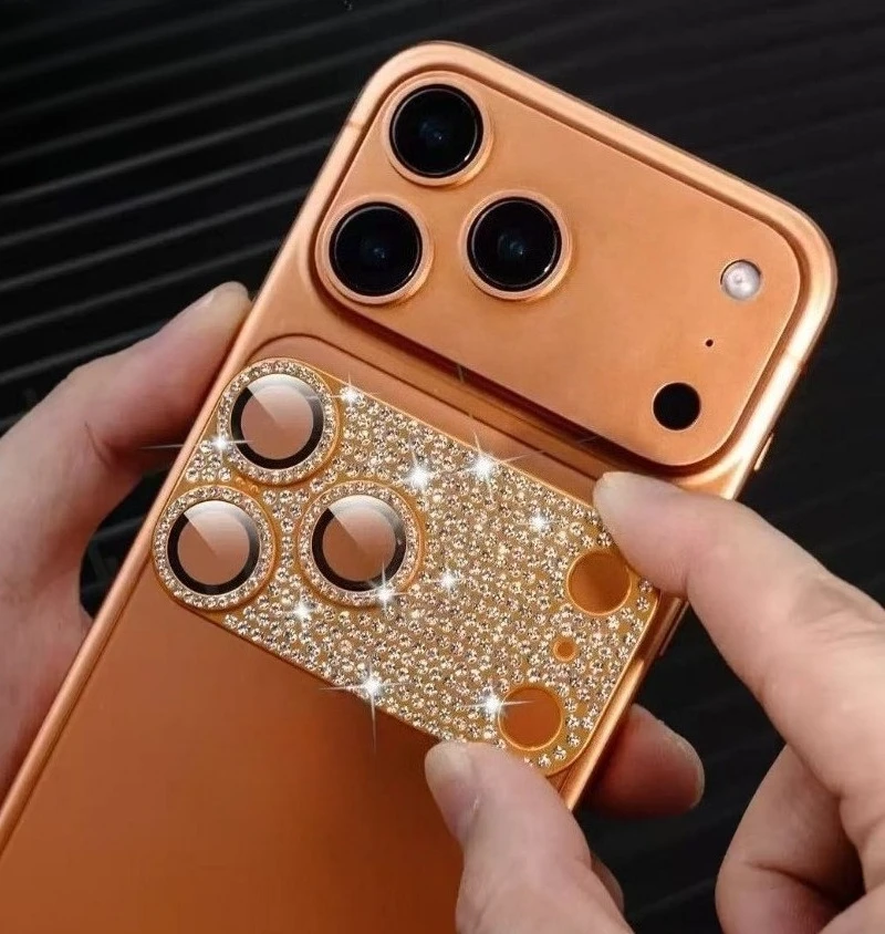 Full Diamond Camera Protection For iPhone 17 16 15 14 13 Pro Max Air Plus Lens Cover Glitter Protector Camara Scratch-resistant