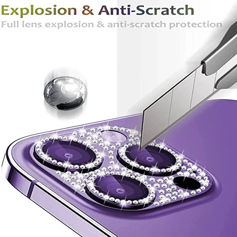 Full Diamond Camera Protection For iPhone 17 16 15 14 13 Pro Max Air Plus Lens Cover Glitter Protector Camara Scratch-resistant thumbnail 4