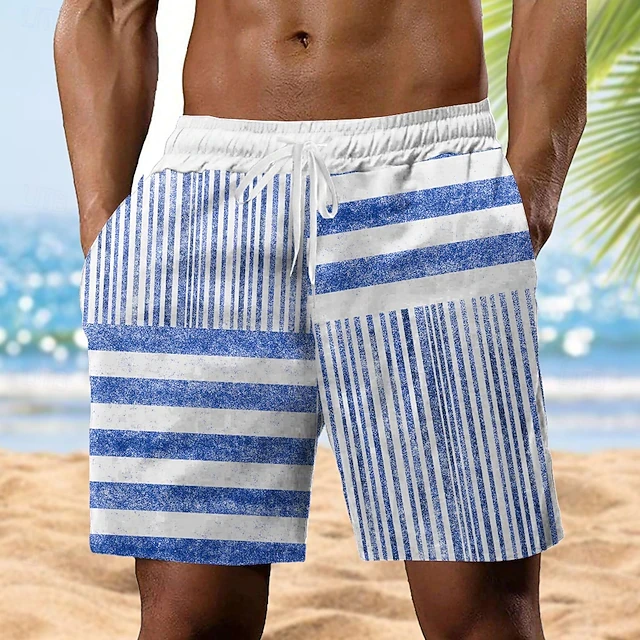 2026 Men Women Stripe Simple Beach Swim Shorts Summer Quick Drying Casual Loose Fit Shorts For Hawaiian Vacation Party Surfing thumbnail 4