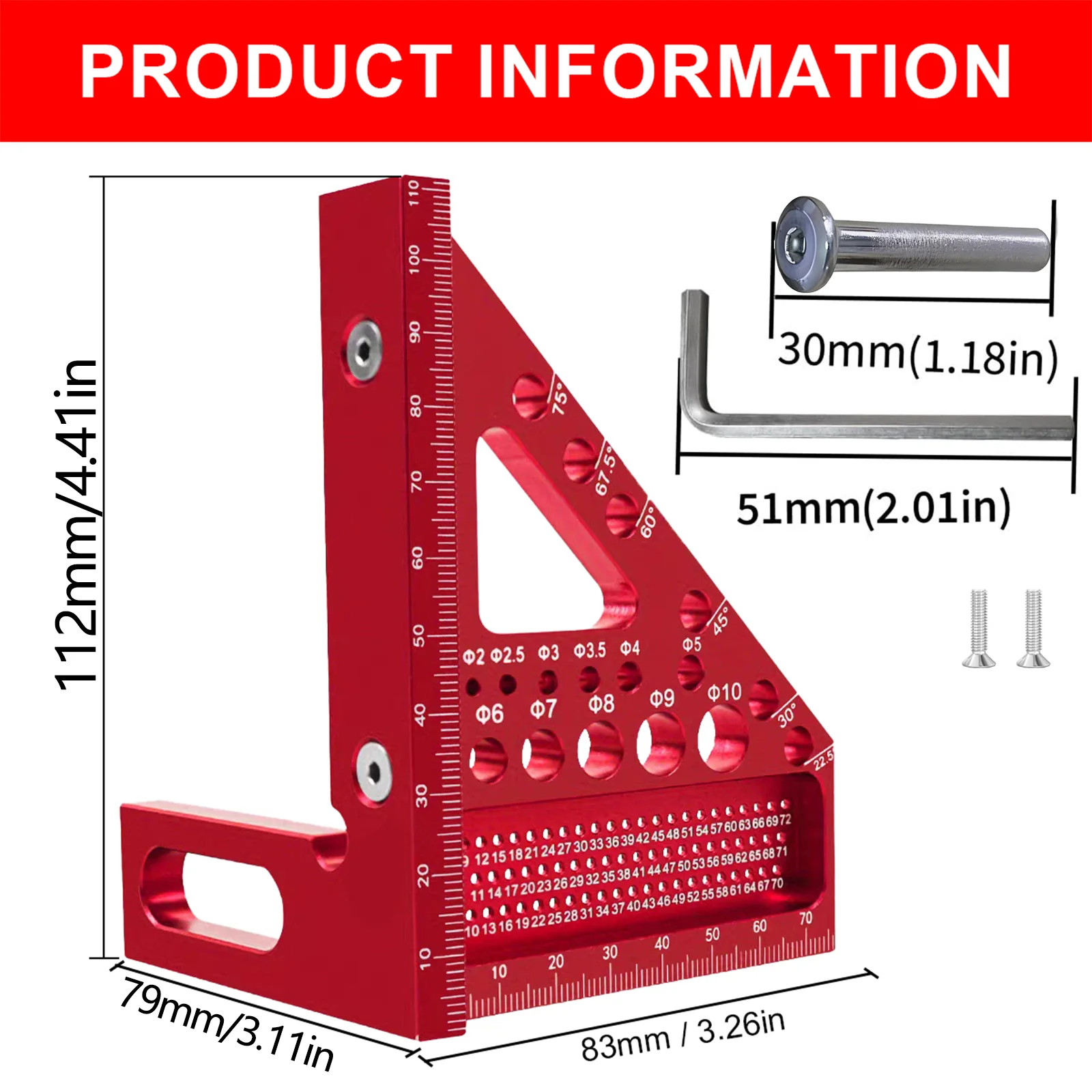 Precision Combination Square Tool for Woodworking - Multi-Angle Measuring Ruler with Protractor, Framing for DIY, Carpentry thumbnail 2