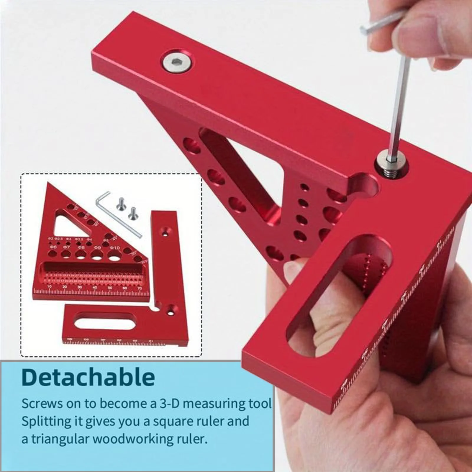 Precision Combination Square Tool for Woodworking - Multi-Angle Measuring Ruler with Protractor, Framing for DIY, Carpentry thumbnail 5