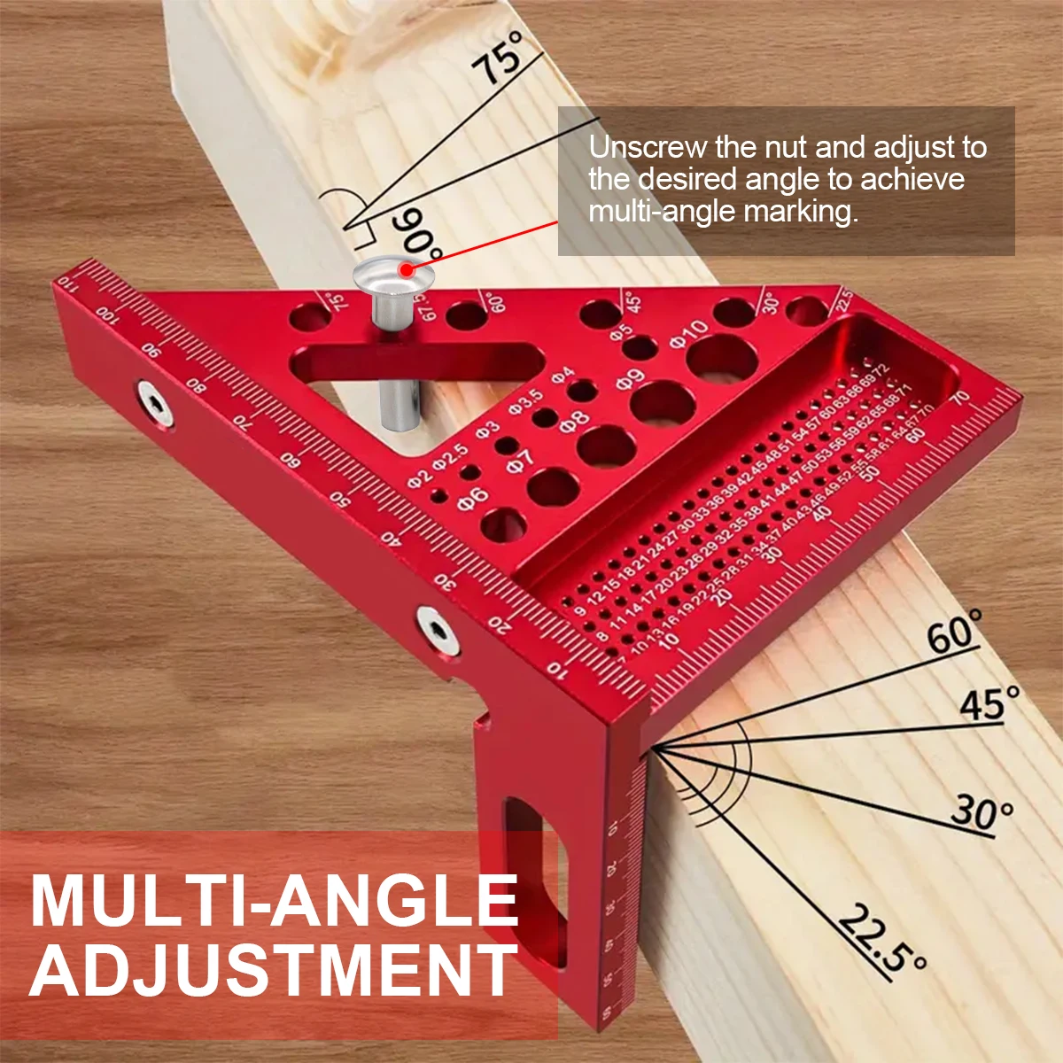 Precision Combination Square Tool for Woodworking - Multi-Angle Measuring Ruler with Protractor, Framing for DIY, Carpentry thumbnail 6