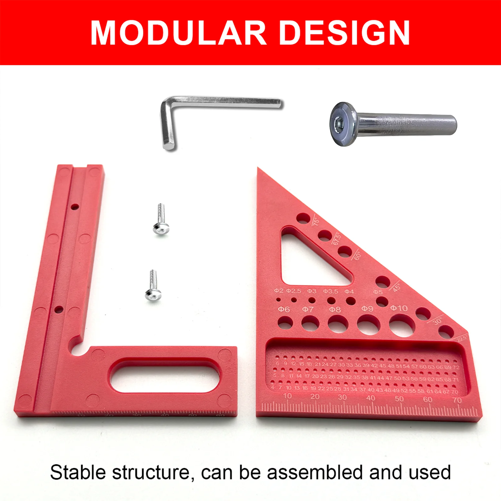 Precision Combination Square Tool for Woodworking - Multi-Angle Measuring Ruler with Protractor, Framing for DIY, Carpentry thumbnail 3