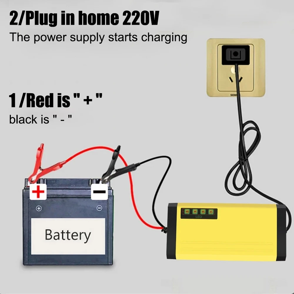 12V 2A Car Battery Charger 220V Power Puls Repair Charger Wet Dry Lead Acid Battery LED Display Moto Truck Battery Charger thumbnail 3