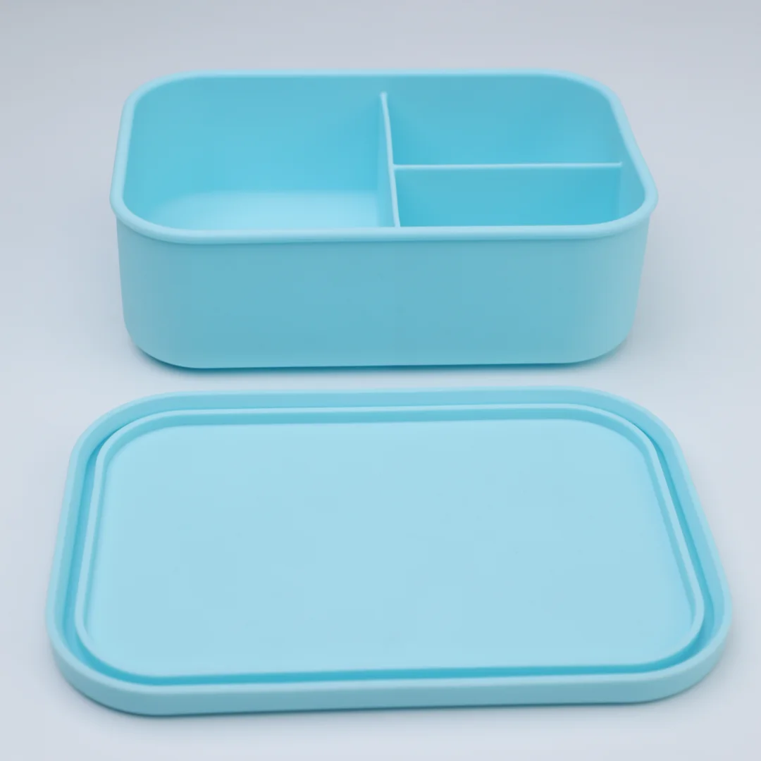 Silicone Bento Lunch Box for Toddlers Kids, 3 Compartments, Leak-Proof & BPA-Free Lunch Container, Microwave & Dishwasher Safe