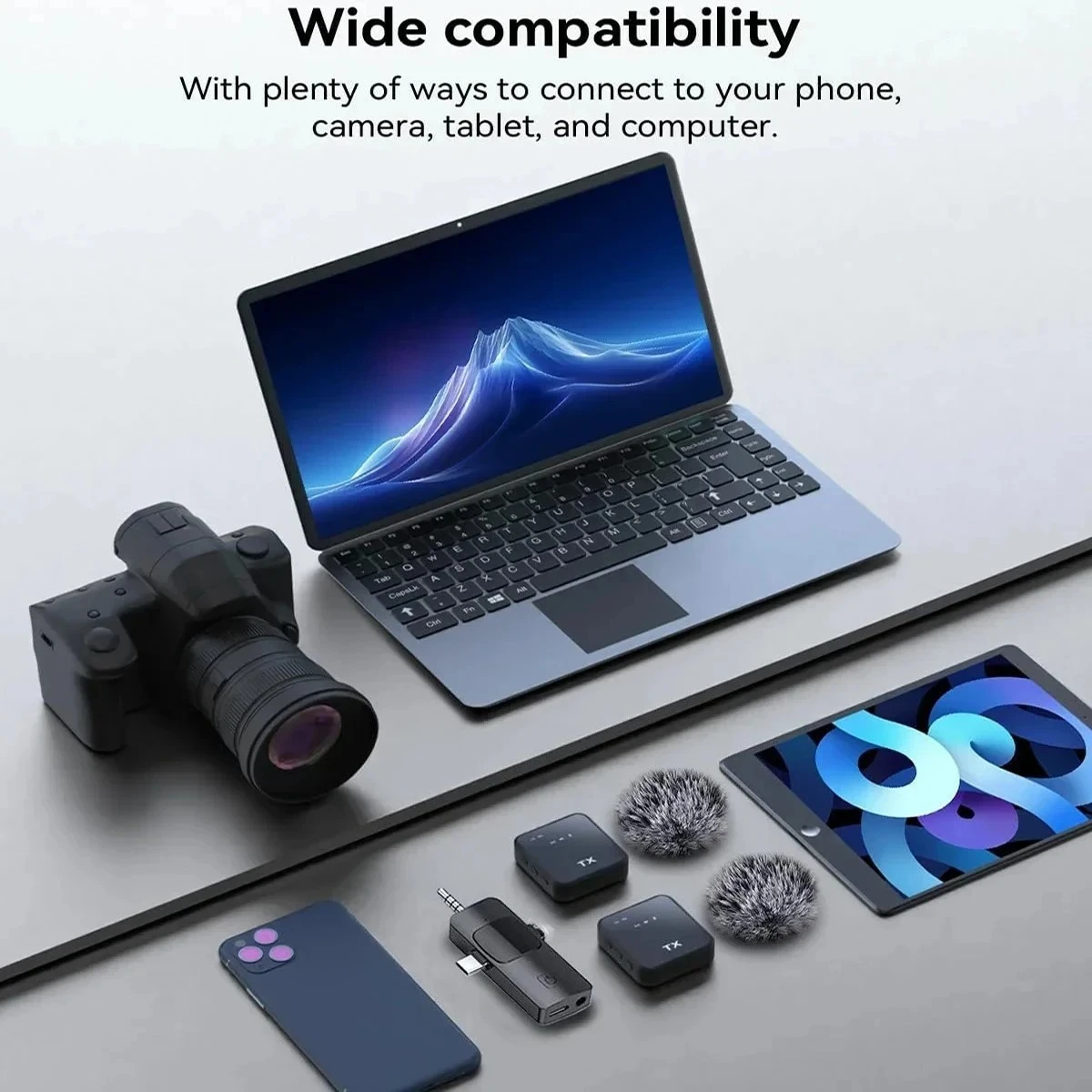 3in1 Wireless Lavalier Microphone for Camera,Android,iPhone,Microphone for Video Recording Recording Podcast Noise Reduction Mic thumbnail 4