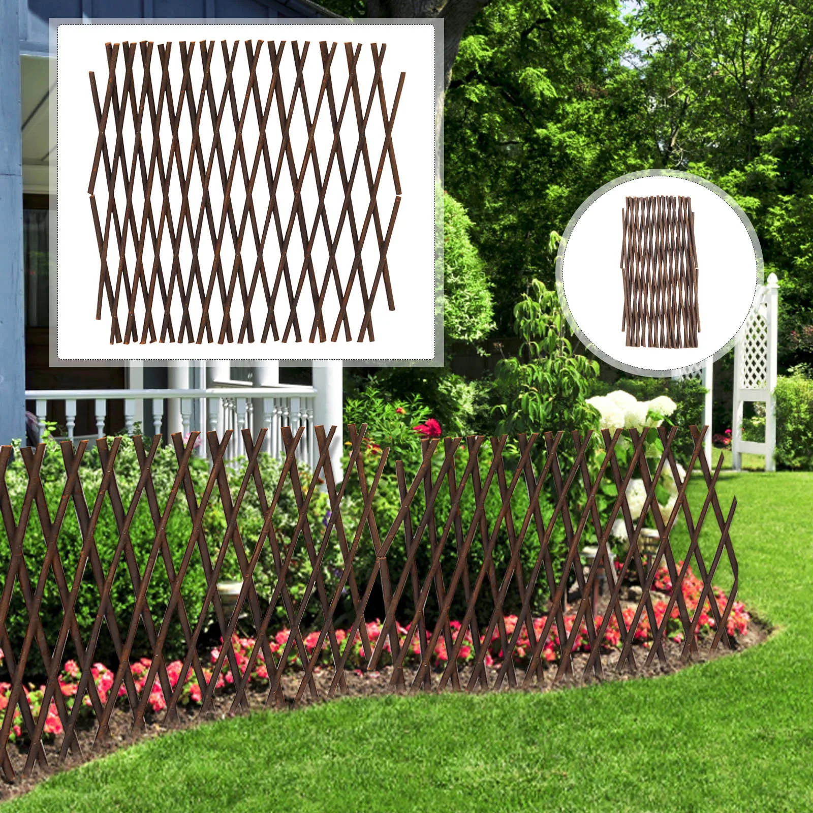40cm Single Expandable Fence Decorative Garden Trellis Retractable Patio Barrier Outdoor Plant Support Privacy Screen Yard Fence thumbnail 3