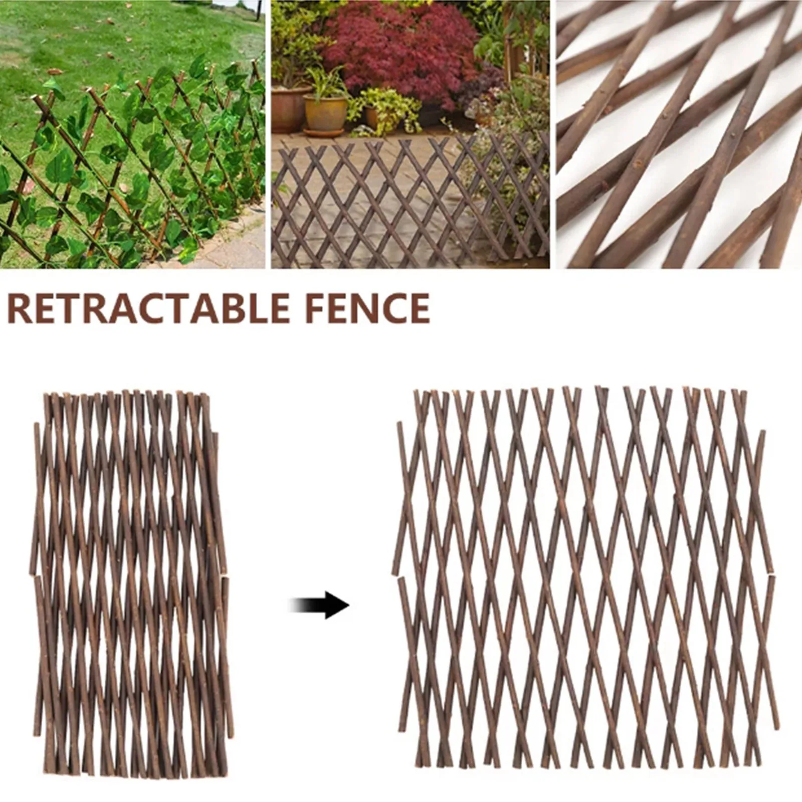 40cm Single Expandable Fence Decorative Garden Trellis Retractable Patio Barrier Outdoor Plant Support Privacy Screen Yard Fence thumbnail 2