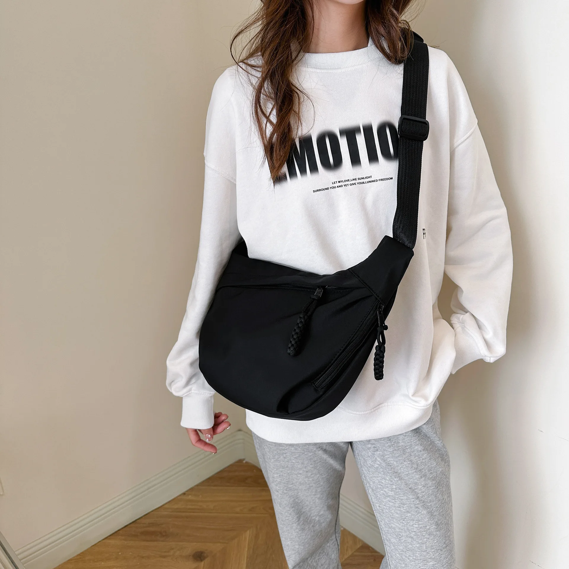 Homefish Nylon Hobos Crossbody Bags Solid Casual Zipper Bags 2024 Fashion High Capacity Solid Color Single Shoulder Totes Bag thumbnail 6