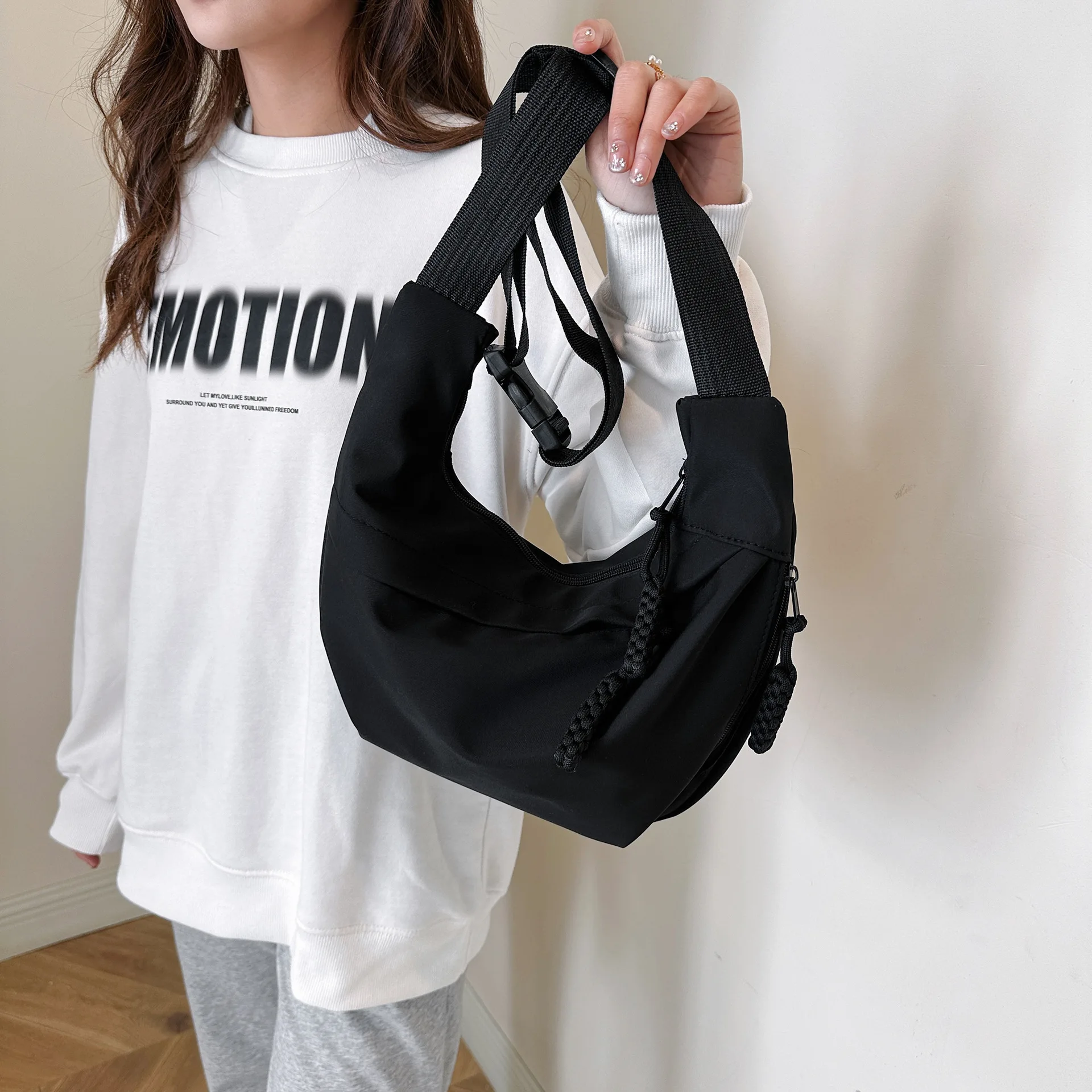 Homefish Nylon Hobos Crossbody Bags Solid Casual Zipper Bags 2024 Fashion High Capacity Solid Color Single Shoulder Totes Bag thumbnail 2