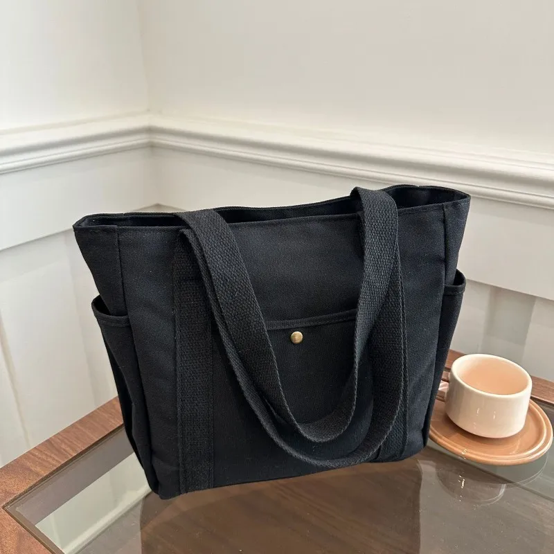 Homefish Capacity Canvas Tote Bags for Work Commuting Carrying Bag College Style Student Outfit Book Shoulder Bag Shopping Bag thumbnail 2