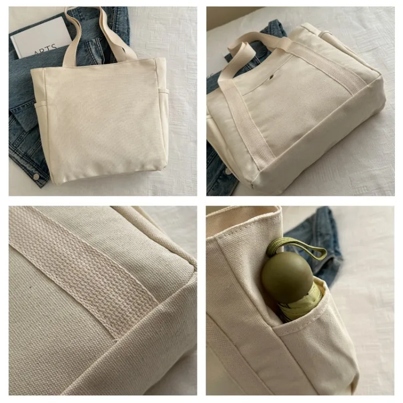 Homefish Capacity Canvas Tote Bags for Work Commuting Carrying Bag College Style Student Outfit Book Shoulder Bag Shopping Bag thumbnail 4