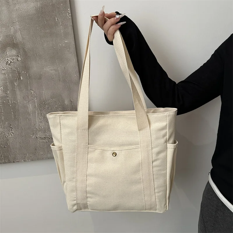 Homefish Capacity Canvas Tote Bags for Work Commuting Carrying Bag College Style Student Outfit Book Shoulder Bag Shopping Bag thumbnail 5