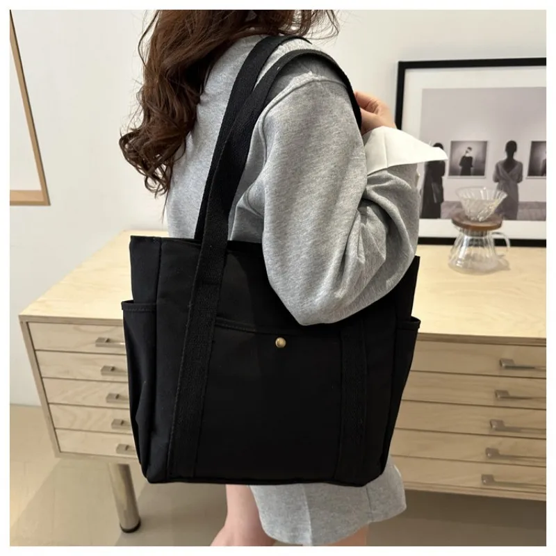 Homefish Capacity Canvas Tote Bags for Work Commuting Carrying Bag College Style Student Outfit Book Shoulder Bag Shopping Bag thumbnail 6