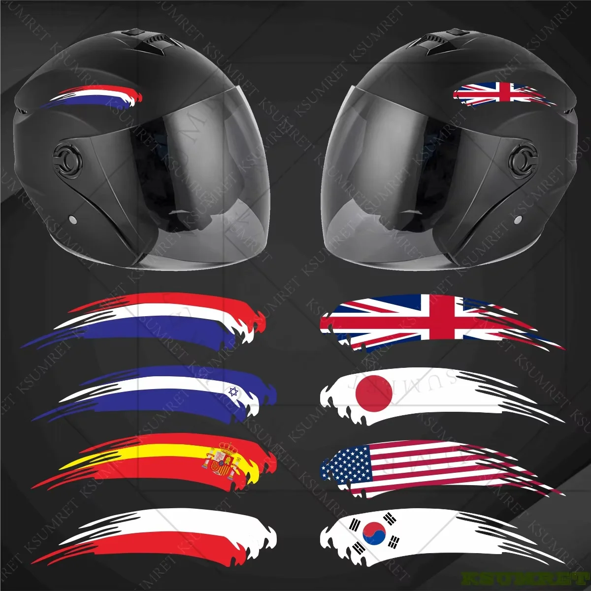 Reflective Motorcycle Stickers Helmet Decals Tank Logo Car Bike Laptop National Flag Sticker For Yamaha Honda Suzuki Kawasaki thumbnail 2