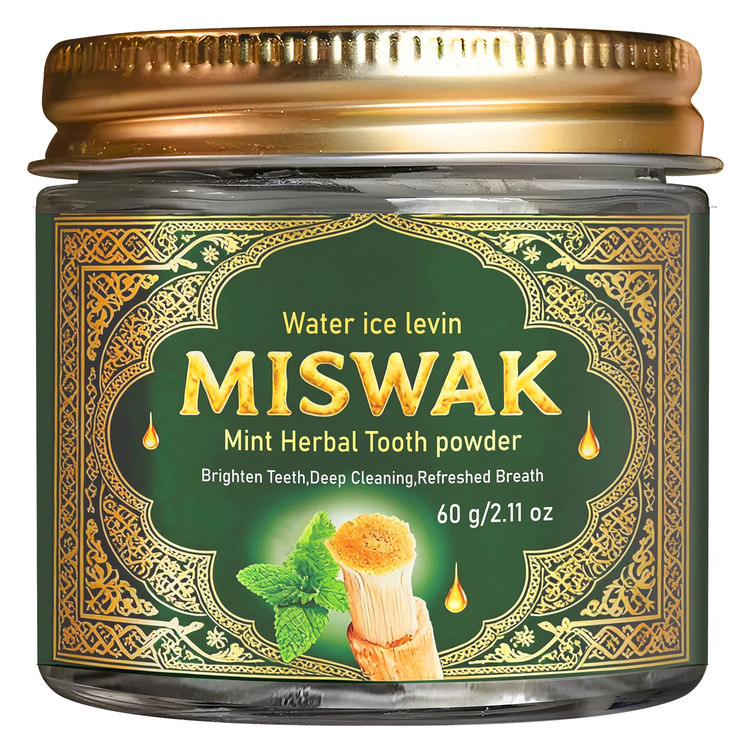 Miswak Mint Herbal Tooth Powder - Deep Cleansing, Teeth Brightening & Fresh Breath with Collagen & Hyaluronic Acid thumbnail 6