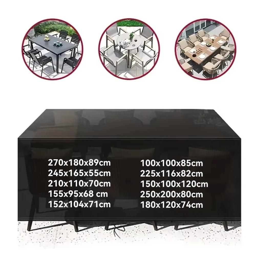 210D 300 Sizes Heavy Duty Square Patio Furniture Cover Set UV Resistant All Weather Outdoor Table and Chair Protection