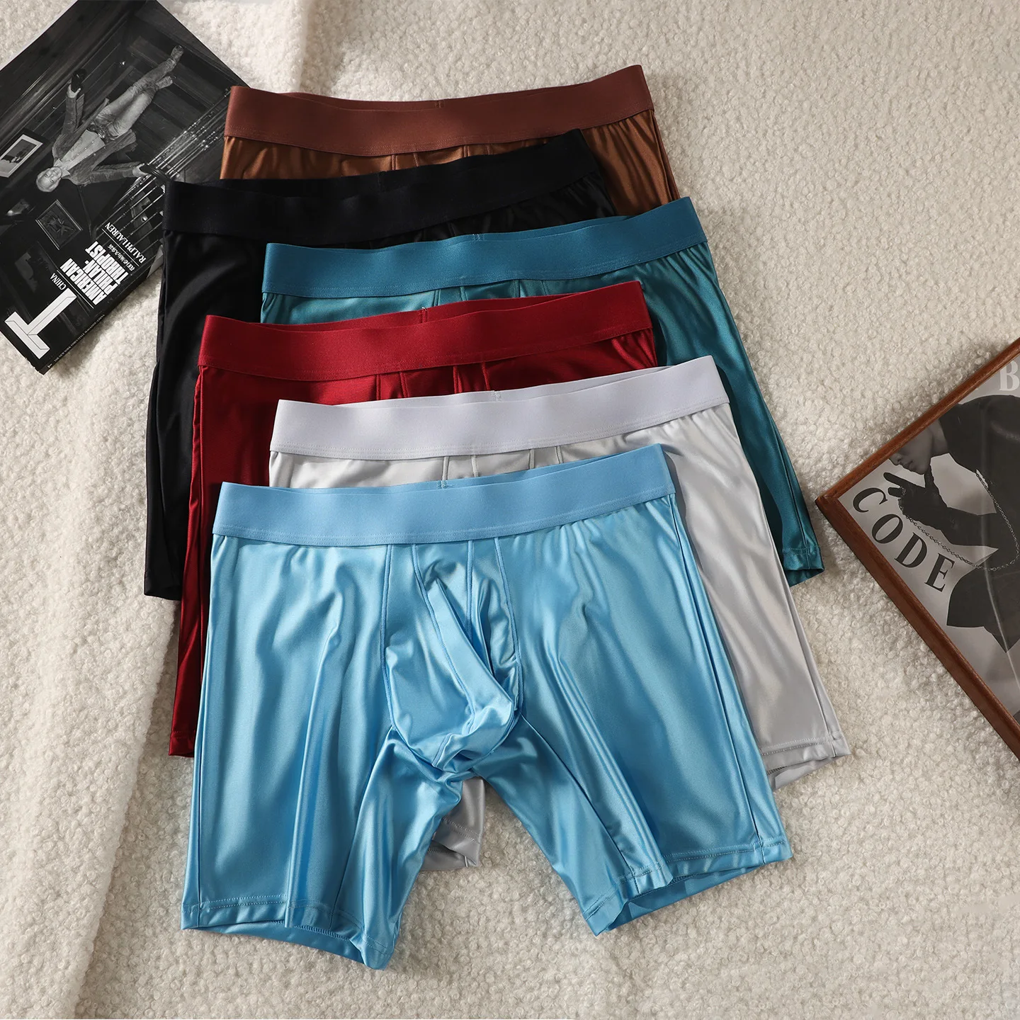Mens Underwear Boxers Solid U Pouch Panties For Man Extended Leg Boxer Shorts Homme Middle Waist Sports Underpants Male  M-XXL thumbnail 6