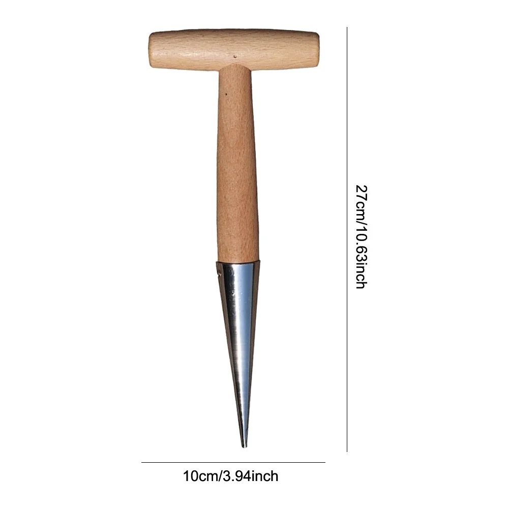 Hand Dibber Garden Tool Stainless Steel Garden Dibber With Wood Handle for Sowing Transplanting Planting Bulb Digging thumbnail 6