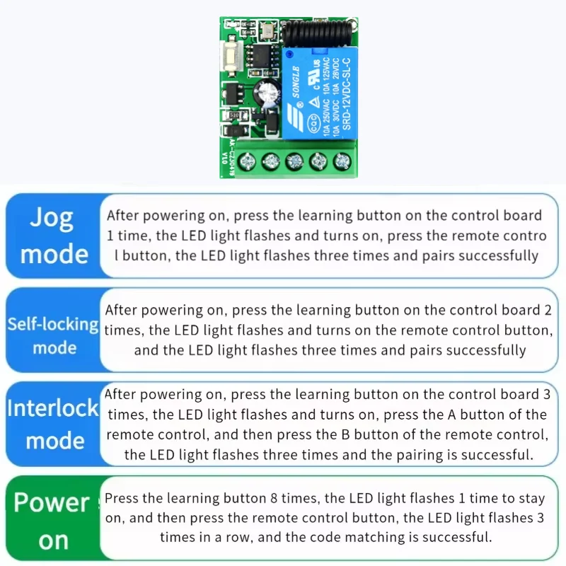 433Mhz Remote Control Wireless Switch DC 12V 1CH RF 10A Relay Receiver and 2CH Transmitter For Door Electromagnetic Lock thumbnail 3