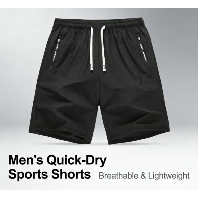 Lightweight Comfortable Athletic Shorts Quick Dry Moisture Wicking Fabric Zipper Pockets Elastic Waist for Outdoor Sports Runnin