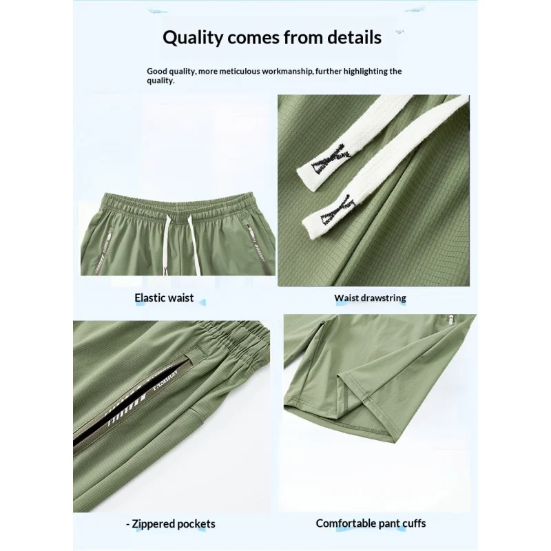 Lightweight Comfortable Athletic Shorts Quick Dry Moisture Wicking Fabric Zipper Pockets Elastic Waist for Outdoor Sports Runnin thumbnail 6