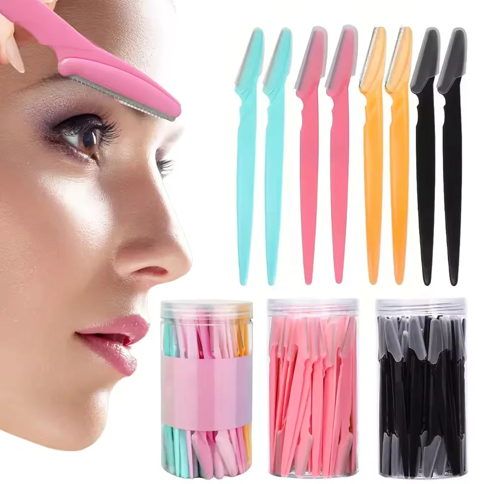 5/40Pcs Eyebrow Trimmer Face Blade Shaver Portable Eye Brow Epilation Hair Removal Safety Eyebrow Cutting Woman Makeup Tools