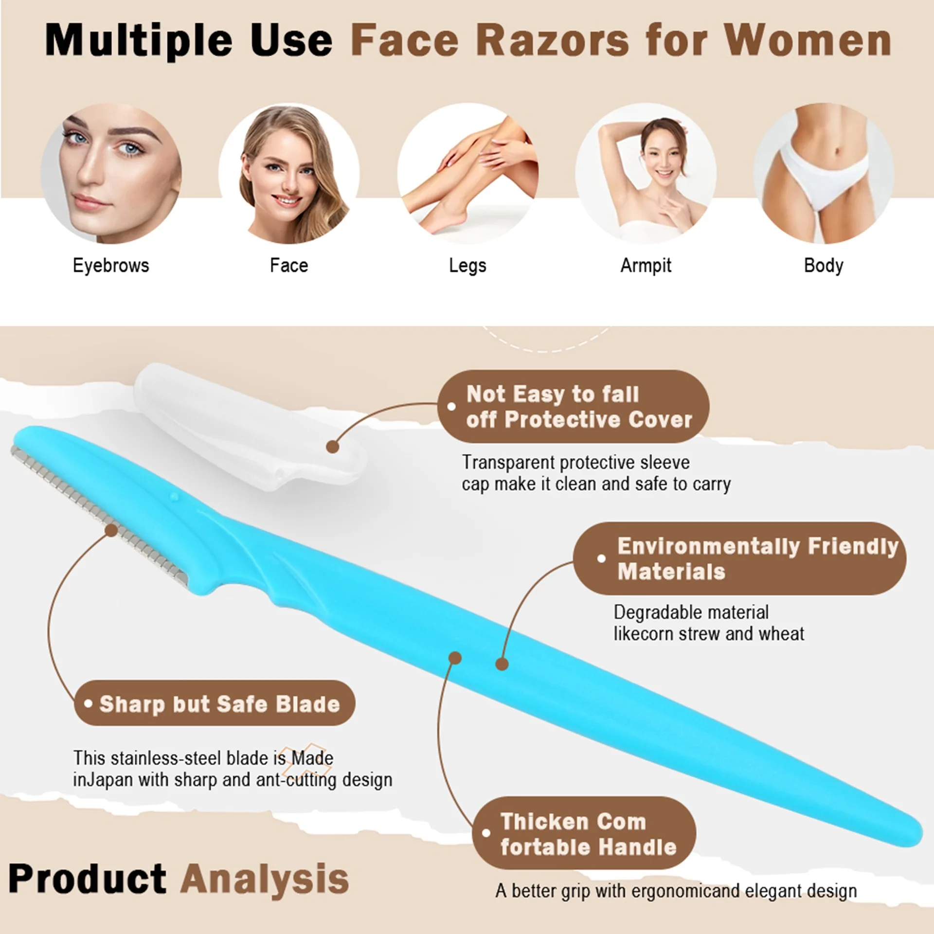 5/40Pcs Eyebrow Trimmer Face Blade Shaver Portable Eye Brow Epilation Hair Removal Safety Eyebrow Cutting Woman Makeup Tools thumbnail 4