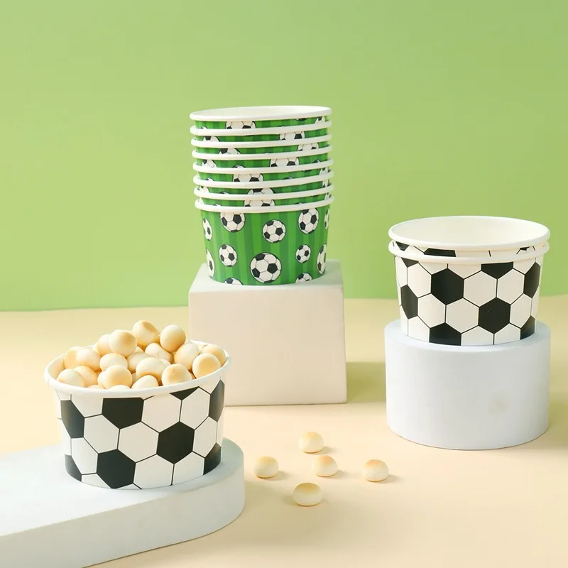 10-50Pcs Soccer Disposable Paper Bowls Football Theme Paper Dessert Ice Cream Bowls Sports Birthday Baby Shower Party Supplies thumbnail 4