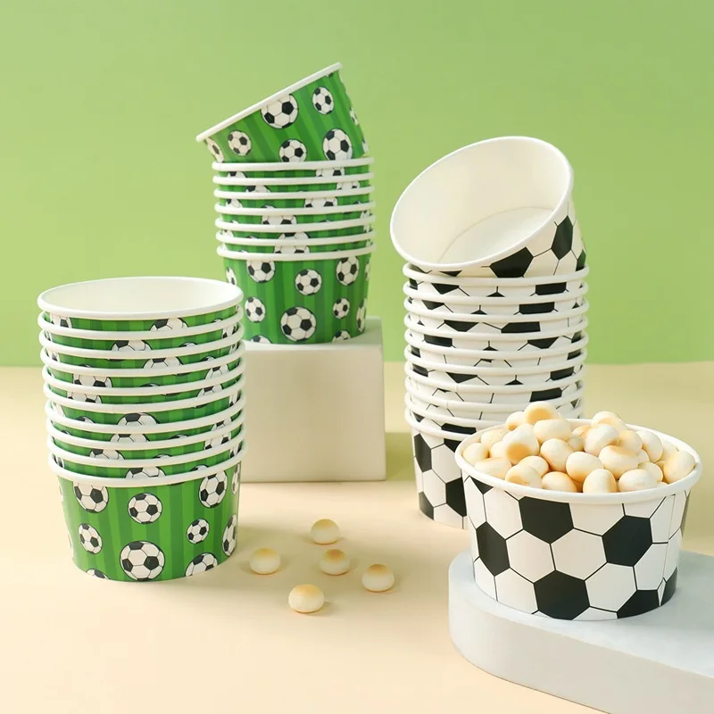 10-50Pcs Soccer Disposable Paper Bowls Football Theme Paper Dessert Ice Cream Bowls Sports Birthday Baby Shower Party Supplies thumbnail 2