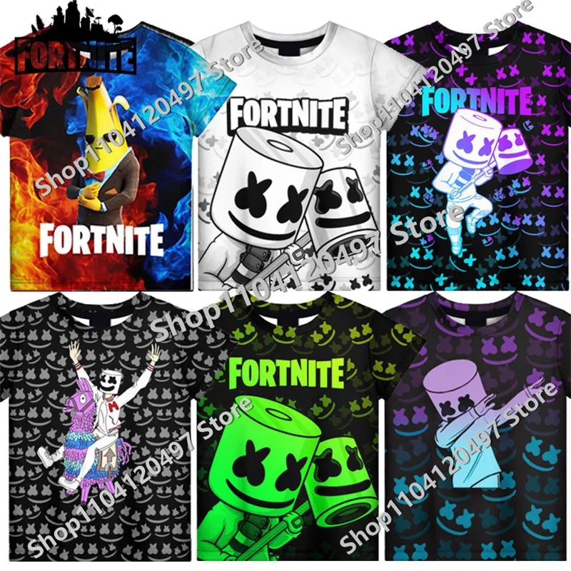 New Summer 3D Printing Game Mascot Fortnite T Shirt for Men Kid Fashion Funny Short Sleeves Vintage Clothing Tee Shirts thumbnail 2