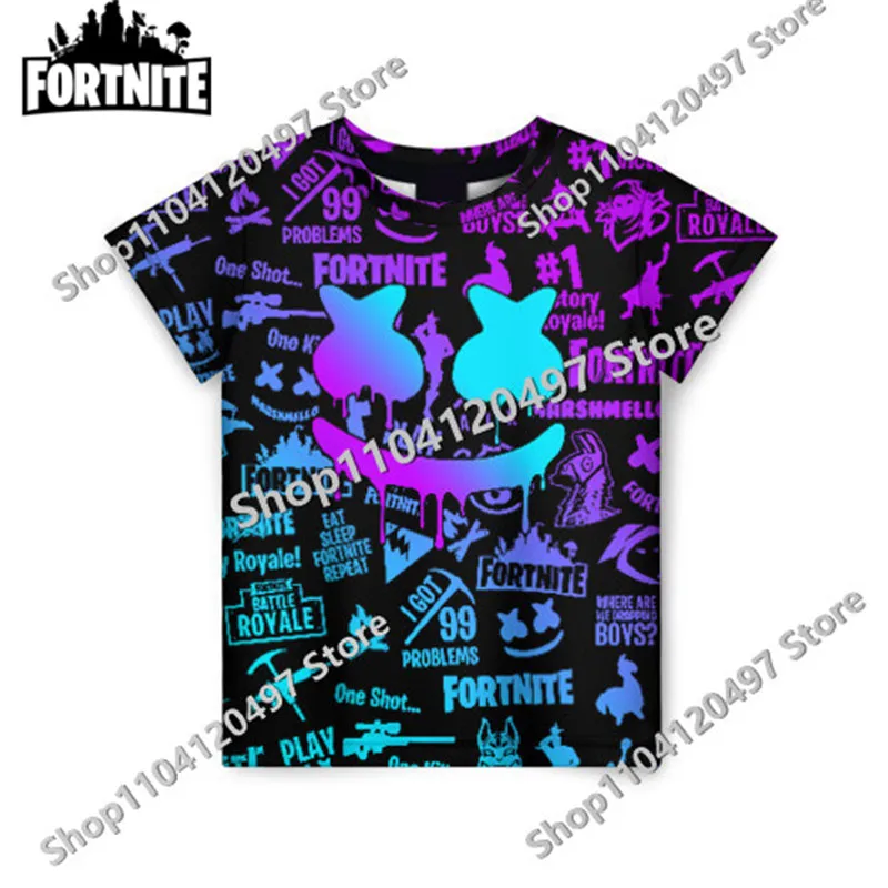 New Summer 3D Printing Game Mascot Fortnite T Shirt for Men Kid Fashion Funny Short Sleeves Vintage Clothing Tee Shirts thumbnail 5