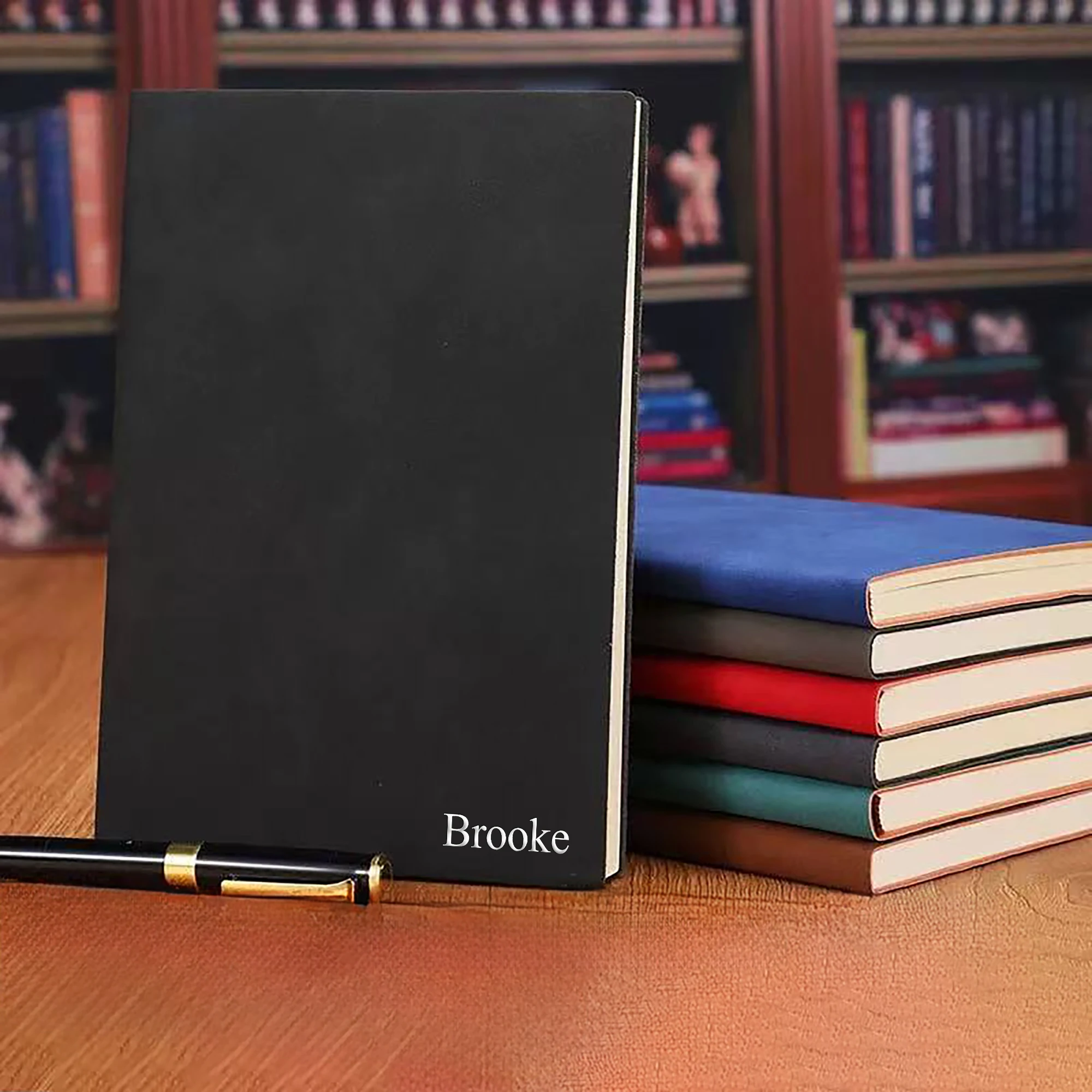 Personalized Custom NoteBook 3D Silvery Engraving Name Minimalist Notebook Faux Leather A5 Soft Cover with Bookmarks thumbnail 6