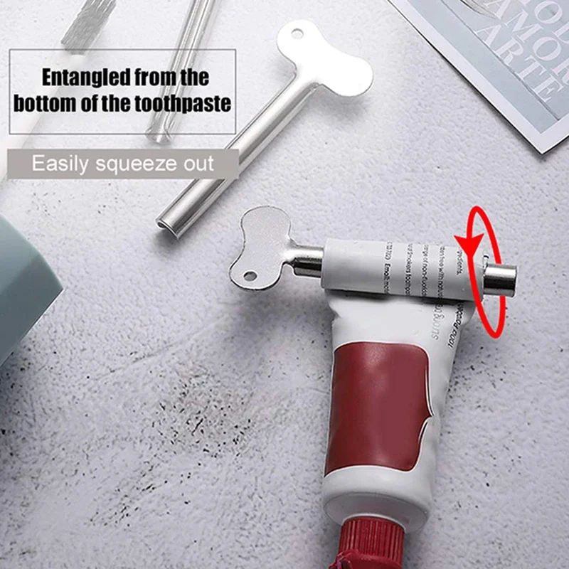 5pcs Stainless Steel Toothpaste Squeezer Facial Cleanser Toothpaste Dispenser Squeezer Tube Tools Metal Bathroom Accessories thumbnail 2
