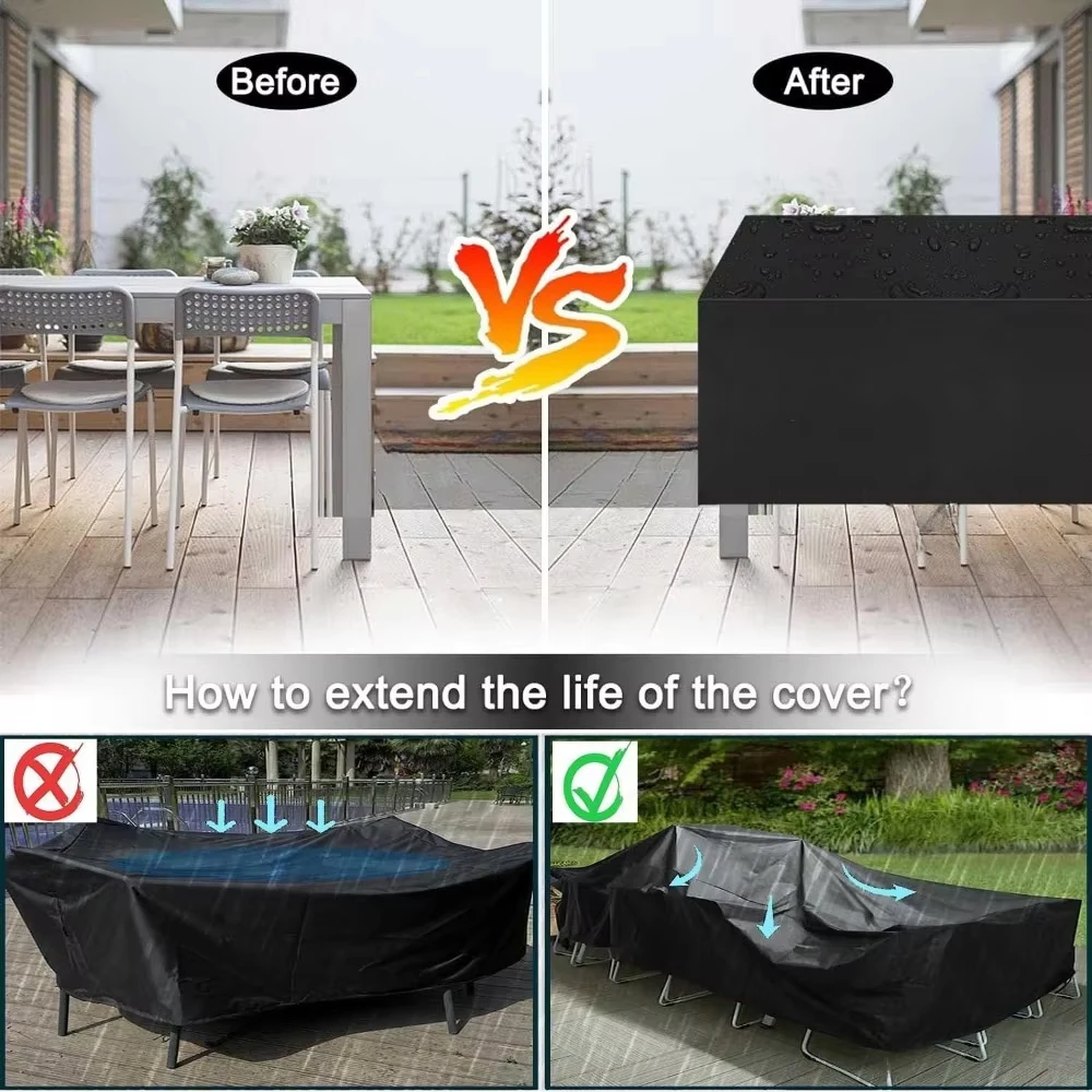 218 Sizes of Patio Furniture Covers, Table and Chair Covers, Waterproof, Dustproof, UV-proof 210D Oxford Cloth Protective Cover thumbnail 3