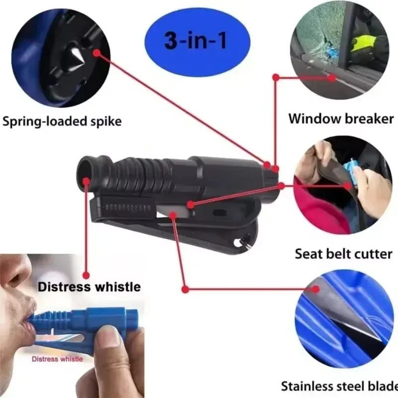 3 in 1 Safety Hammer Car Emergency Rescue Car Escape Tool Window Breaker Seat belt Cutter Compact Emergency Hammer Escape Tool thumbnail 4