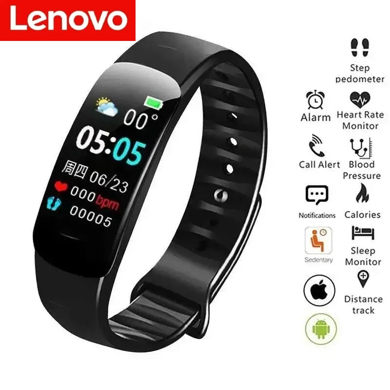 Lenovo Smart Watch C1 Plus Bluetooth Step Counting Sports Bracelet Fitness Tracker Heart Rate Blood Pressure Sleep Men Women